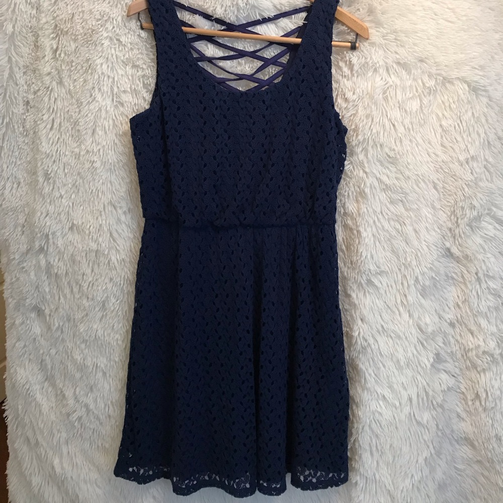 Red Camel navy lace sleeveless dress